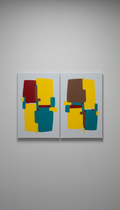 Raw umber & concrete gray abstract diptych