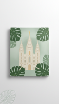 Salt Lake Temple with Monstera Leaves